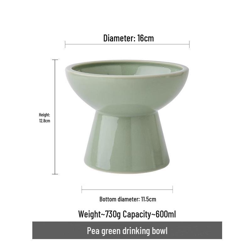 High-Leg Ceramic Cat Bowl with Neck Protection