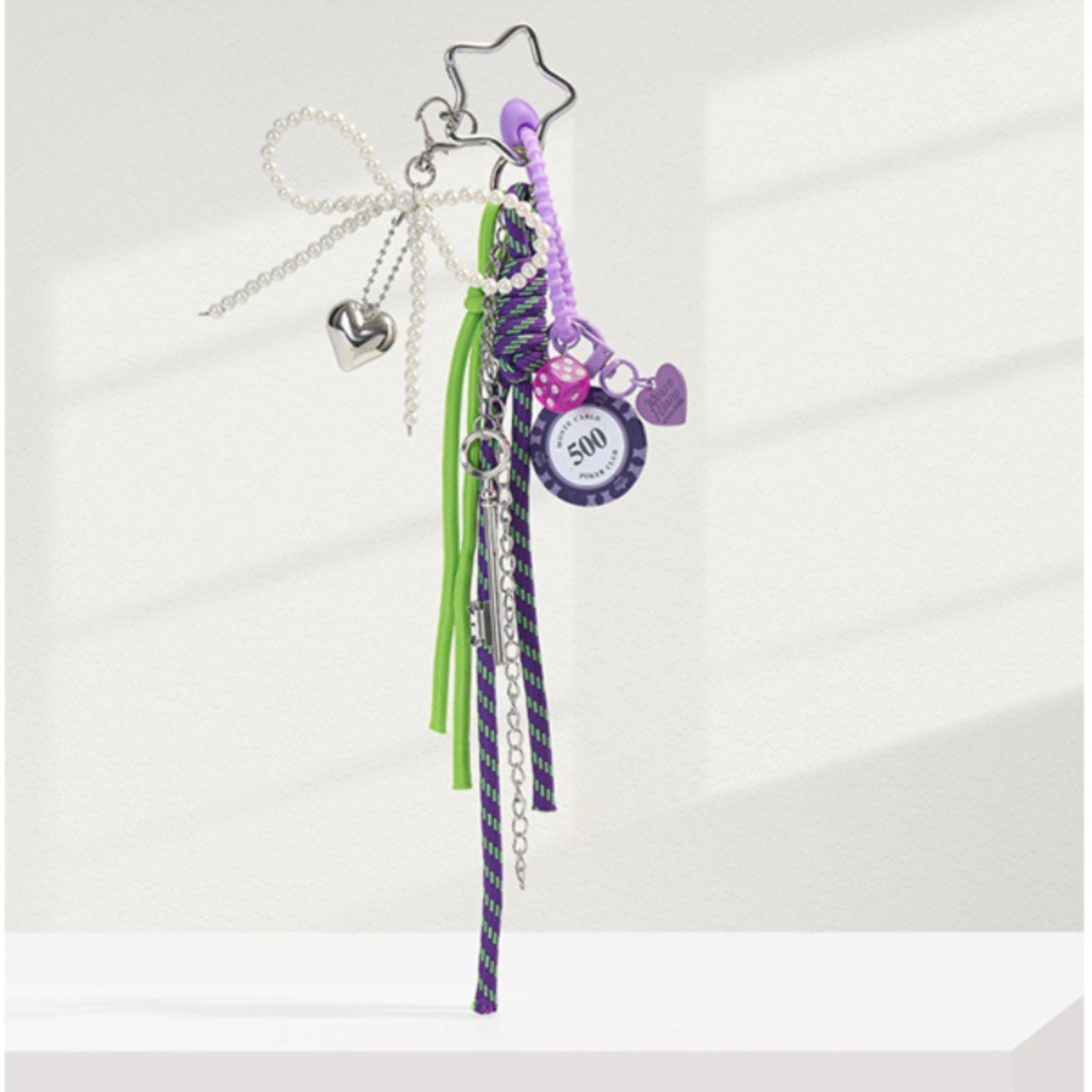 

Очаровательный девчачий брелок для сумки в стиле Miu с жемчужным бантом, кожаный брелок-шарм в виде сердца – Абсолютно восхитительный One Size фиолетовый