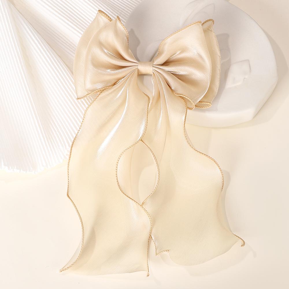 RAINBOW BOWS 1Pcs Cream Colored Bow Hair Clip Super Fairy Back Head Clips Elegant Women Ponytail Fahion Hair Accessories