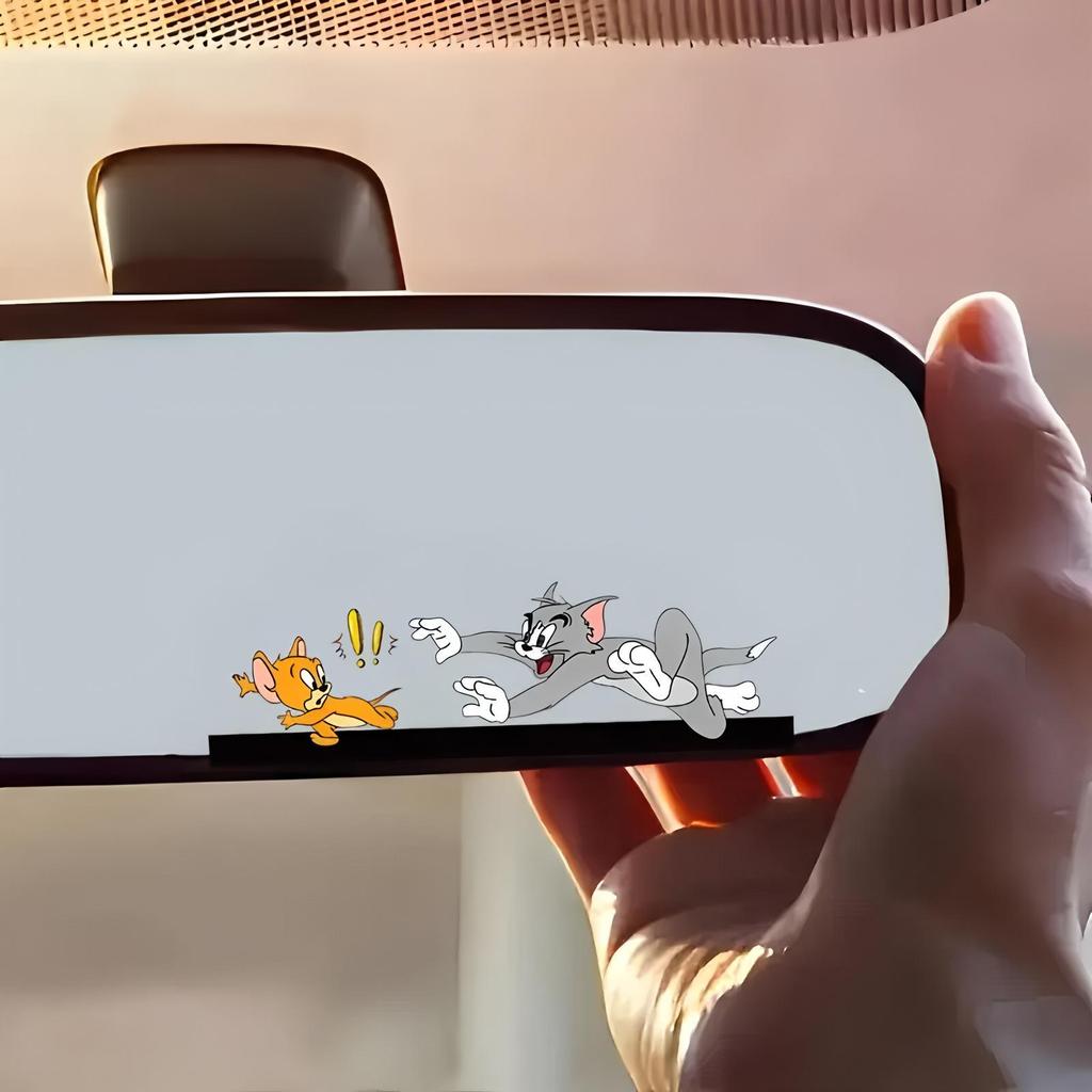 New Cute Cartoon Cat & Mouse Car Rearview Mirror Decorative Stickers