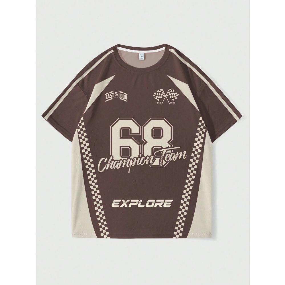 

Классическая мужская футболка в гоночном стиле 68 с короткими рукавами и 3D-принтом, с круглым вырезом, быстросохнущая, удобная и дышащая 6XL