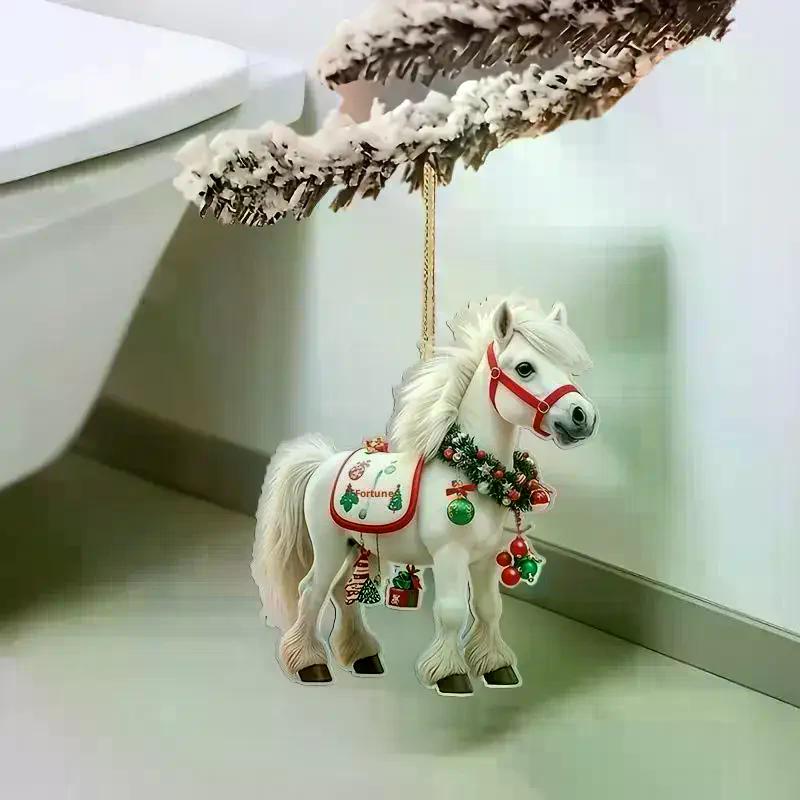 1/3 Stück Elegantes Weihnachts-Pferd 2D Acryl Dekorationen zum Aufhängen an Weihnachtsbäumen als Weihnachts-Heimdekorationen Weihnachtsfeier Geschenke