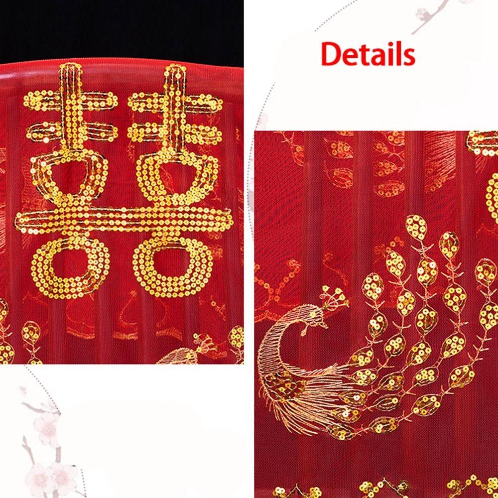 Embroidered Phoenix Tassel Bride Veil Lace Veils Chinese Wedding Headwear Bridal Headwear