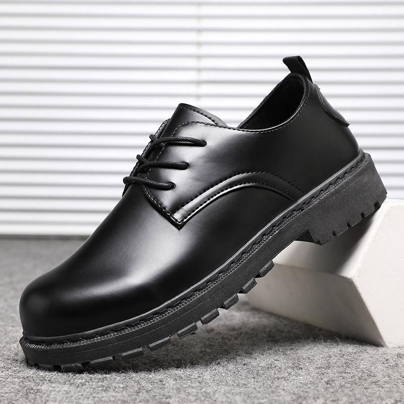 2026 Men's Casual Leather Shoes Spring Work Shoes  Anti-slip Fashionable All-match Black Shoes for Office Wear