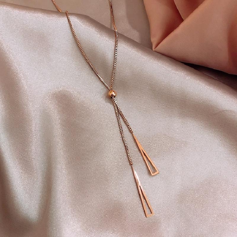 1pcs Necklace Ladies Simple Hip Hop Style Fashionable Tassel Accessories Copper Beads Adjustable Jewelry