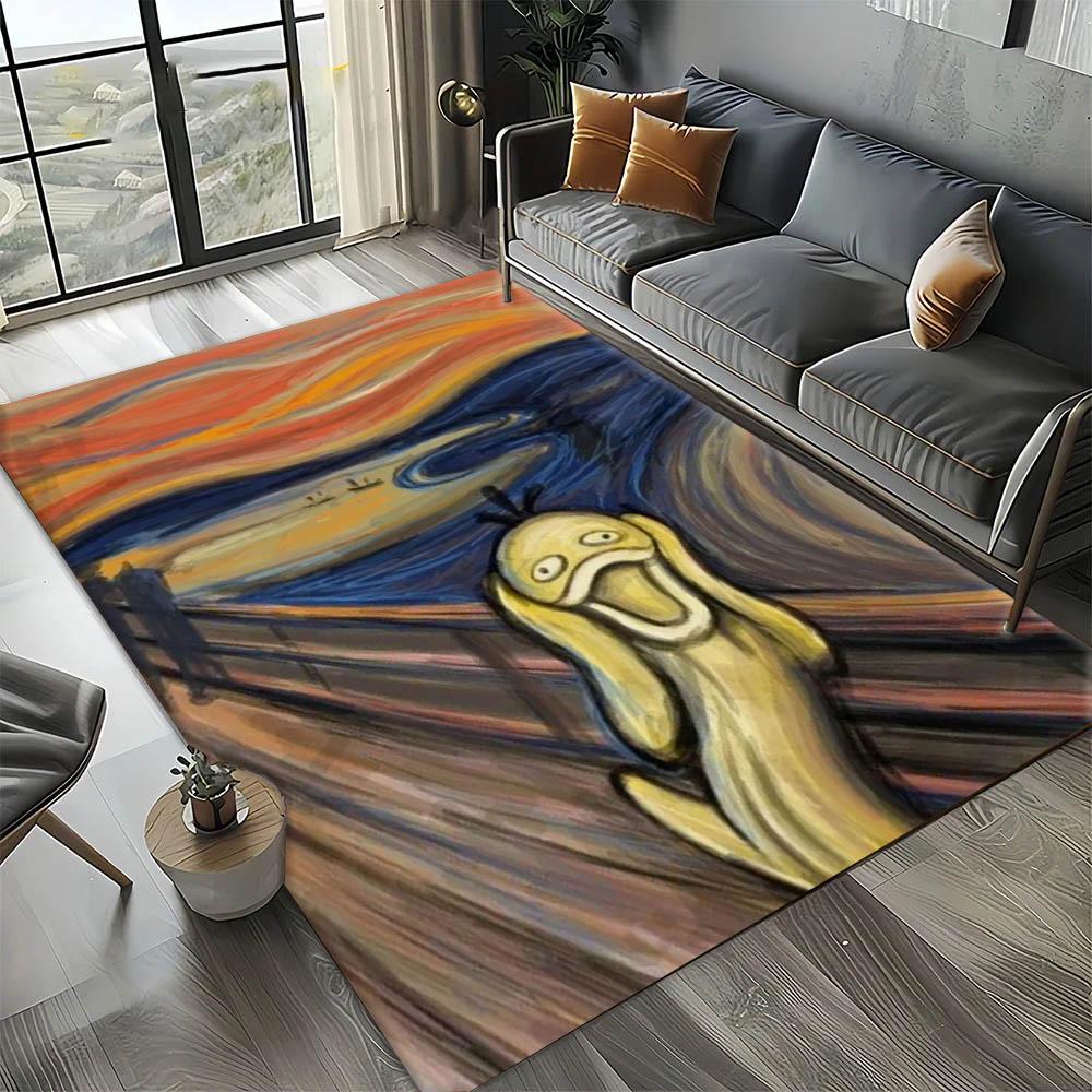 3D Cool P-Psyduck-S Cartoon Anime Carpet Rug Art for Room Decor Sofa Christmas Halloween Gifts Game Area Rug Non-slip Floor Mat