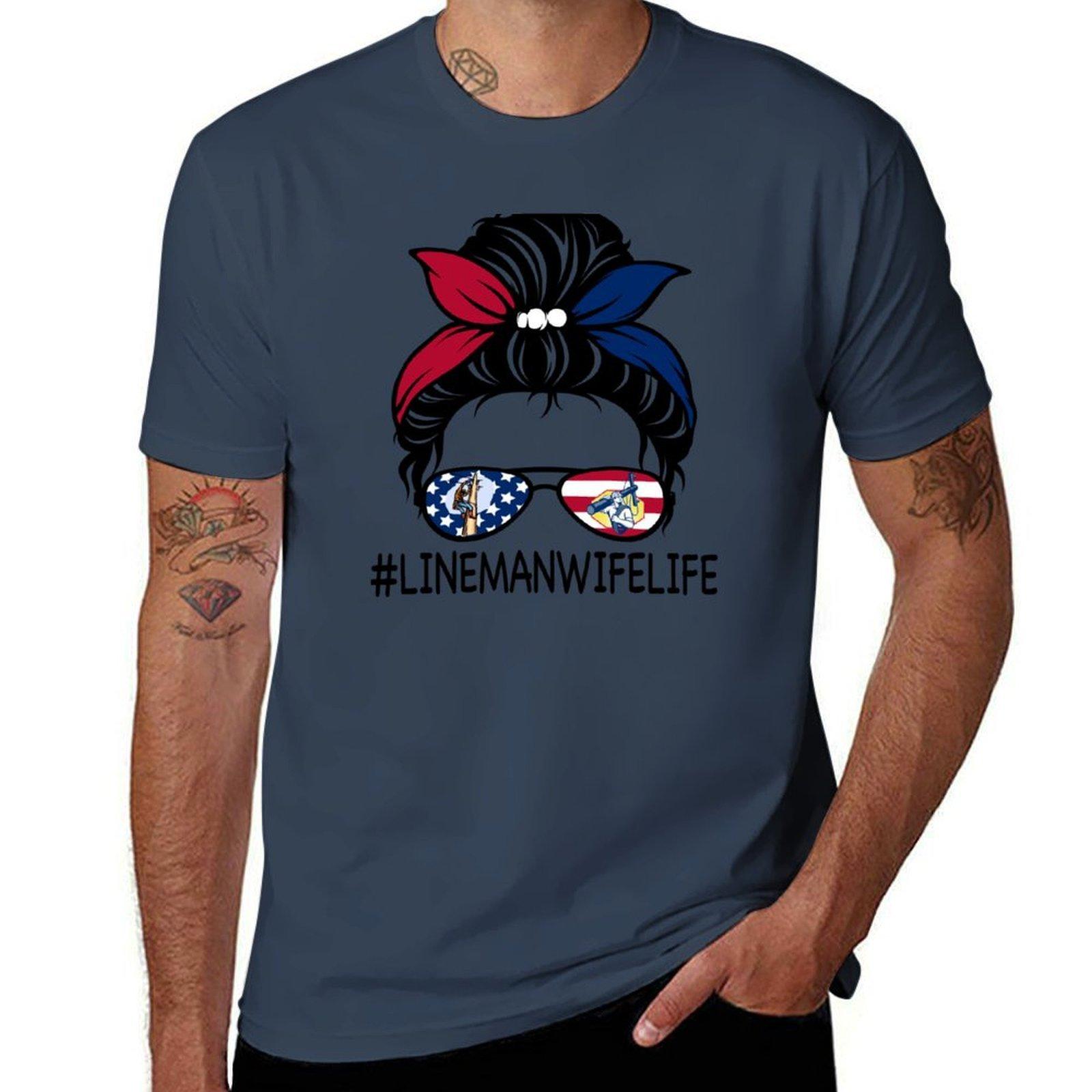 LineUnisex Wife Life Messy Bun Hair 4th of July TShirt Holiday Lightweight TShirt S