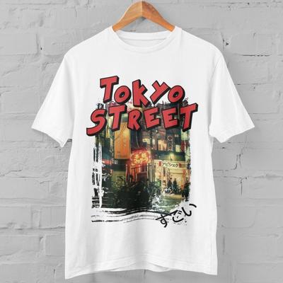 Tokyo Street Graphic T-Shirt Japanese City Night Scene Retro Japan Aesthetic Top