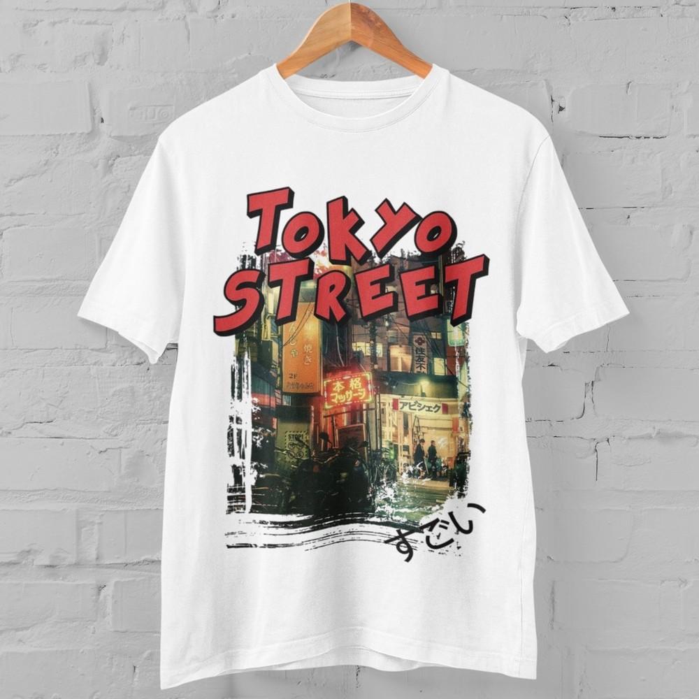 Tokyo Street Graphic T-Shirt Japanese City Night Scene Retro Japan Aesthetic Top