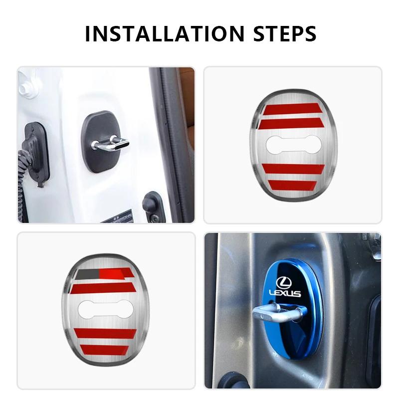 4Pcs Door Lock Decoration Protect Cover Emblem Case For Lexus F SPORT ES RX NX LS UX LM LX GX LC RZ IS CT GS RC HS SC LBX IS300