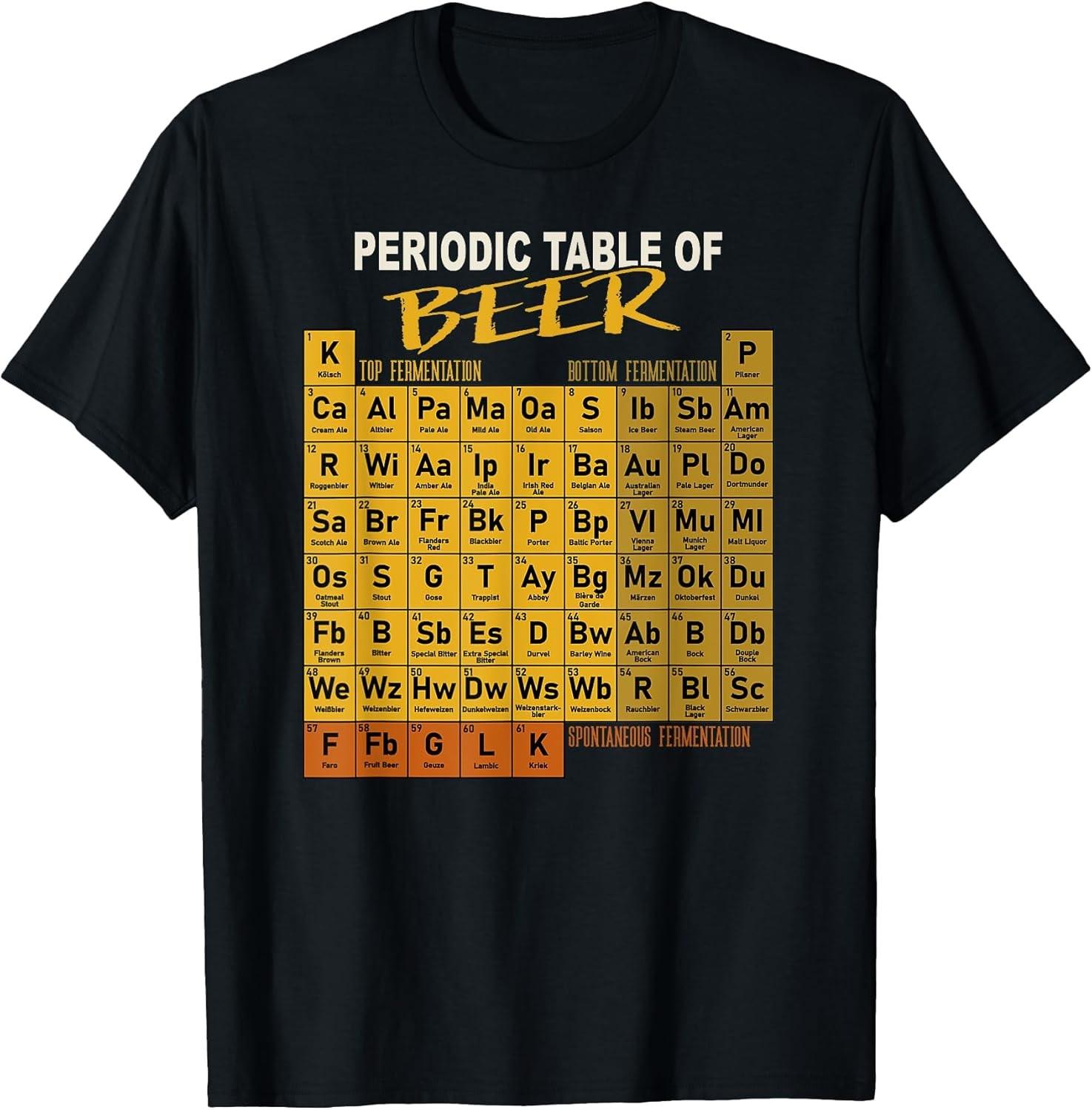 NEW LIMITED! Periodic Table Of Beer - Craft Beer Style Cotton Tee - MADE IN USA XXXXL