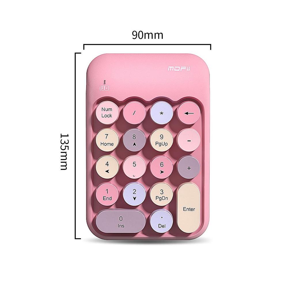 Mofii Bezprzewodowa Klawiatura Numeryczna, Kolorowa Retro Mini Przenośna Klawiatura Numeryczna, Bezprzewodowa Klawiatura Zewnętrzna 2.4G do Komputera, Laptopa