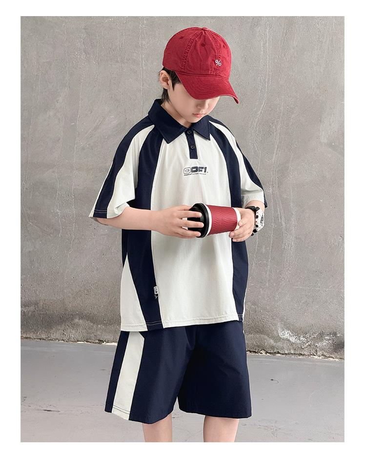 Children's Summer Casual Polo Shirt Two-Piece Set