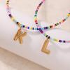 Bubble Alphabet Colored Rice Beads Handmade Beaded Delicate Beach Bohemian Necklace Collarbone Chain