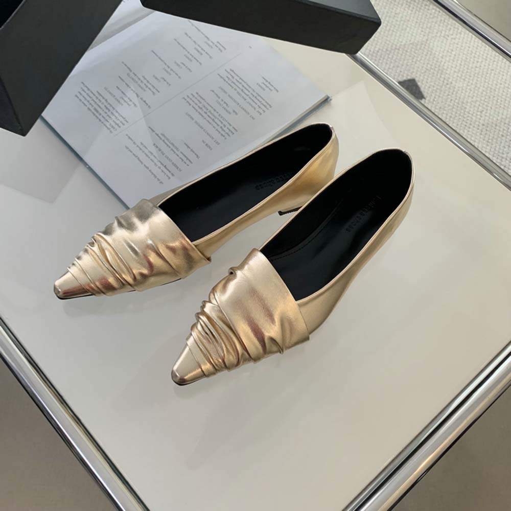 Mode Mode Damen Slipper Spitz Zehenbereich Flach Slipper Niedrig Absatz Schwarz Rot Silber Gold Party Kleiderschuhe Frau Pantoletten Größe 35-39