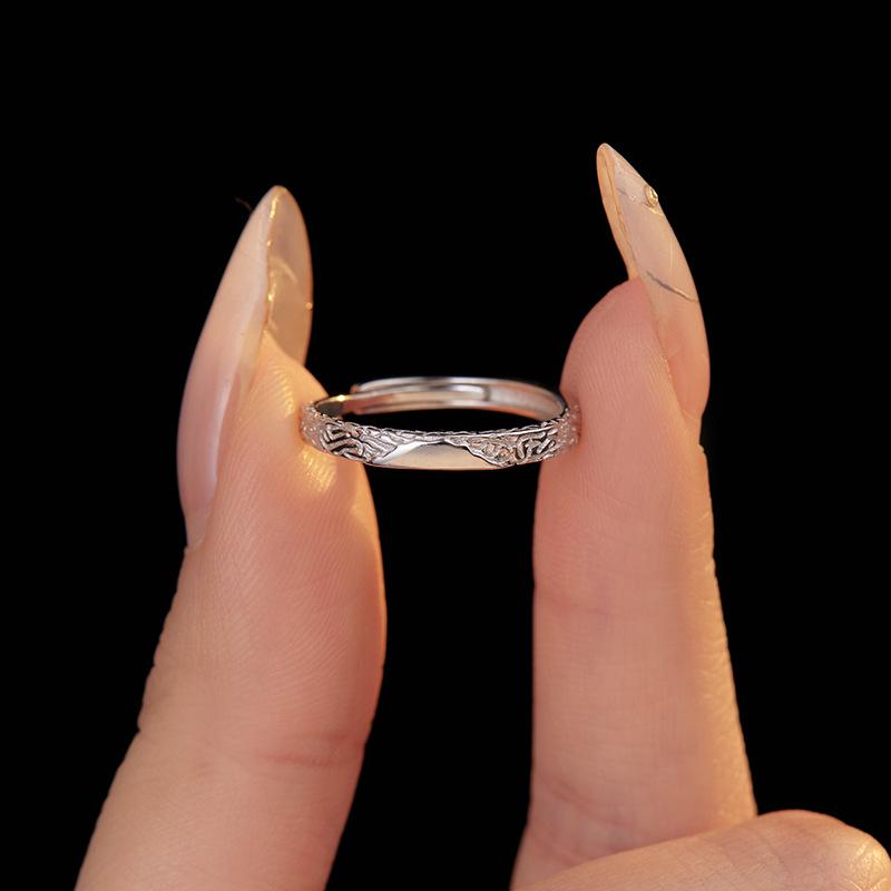 Weilan Battement de Cœur Argent 925 Texture Irrégulière Alliances Couple - Design Unique Arbre Banyan