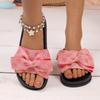 Large Thick Bottom Bow One Word Slippers for Women, Embroidered Beach Sandals, Slippers