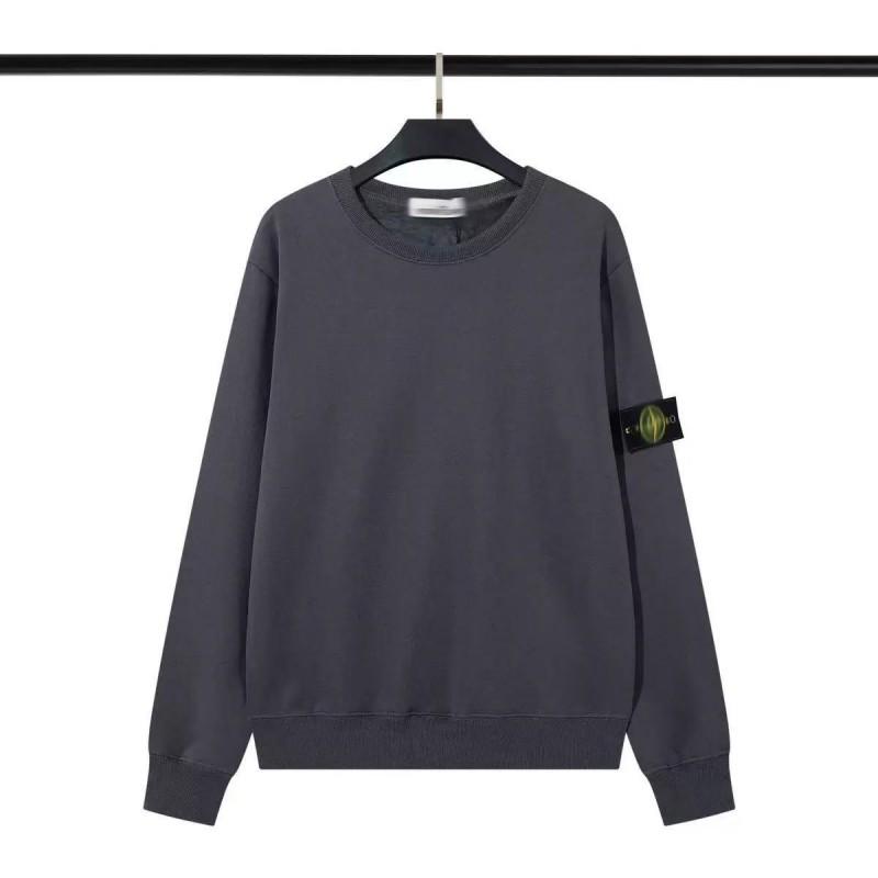 Stone Island Compass Patch Basic Hoodless Sweatshirt Loose Fit Men Women Casual Daily Wear