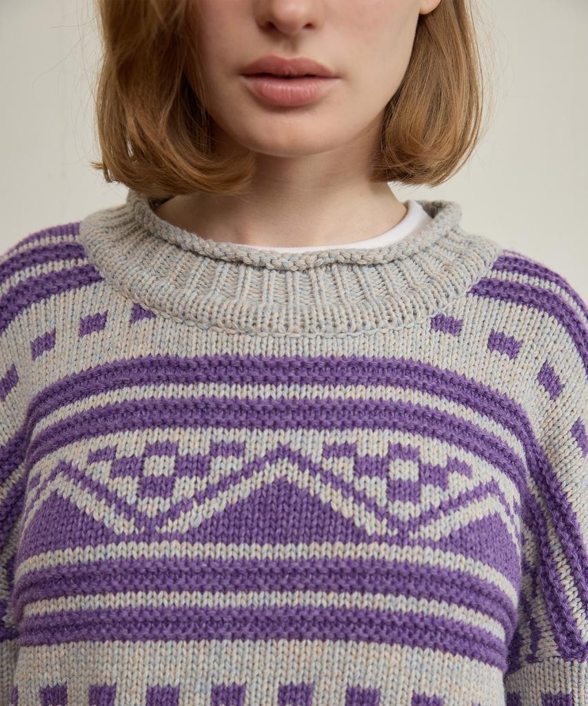 FUNFROMFUN Nomad Fair Isle Pullover, Violet