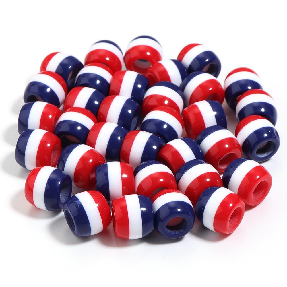 50pcs/Lot Rainbow Color Stripe Resin Beads Barrel Shape Loose Spacer Beads For Jewelry Making DIY Bracelet Necklace Accessories