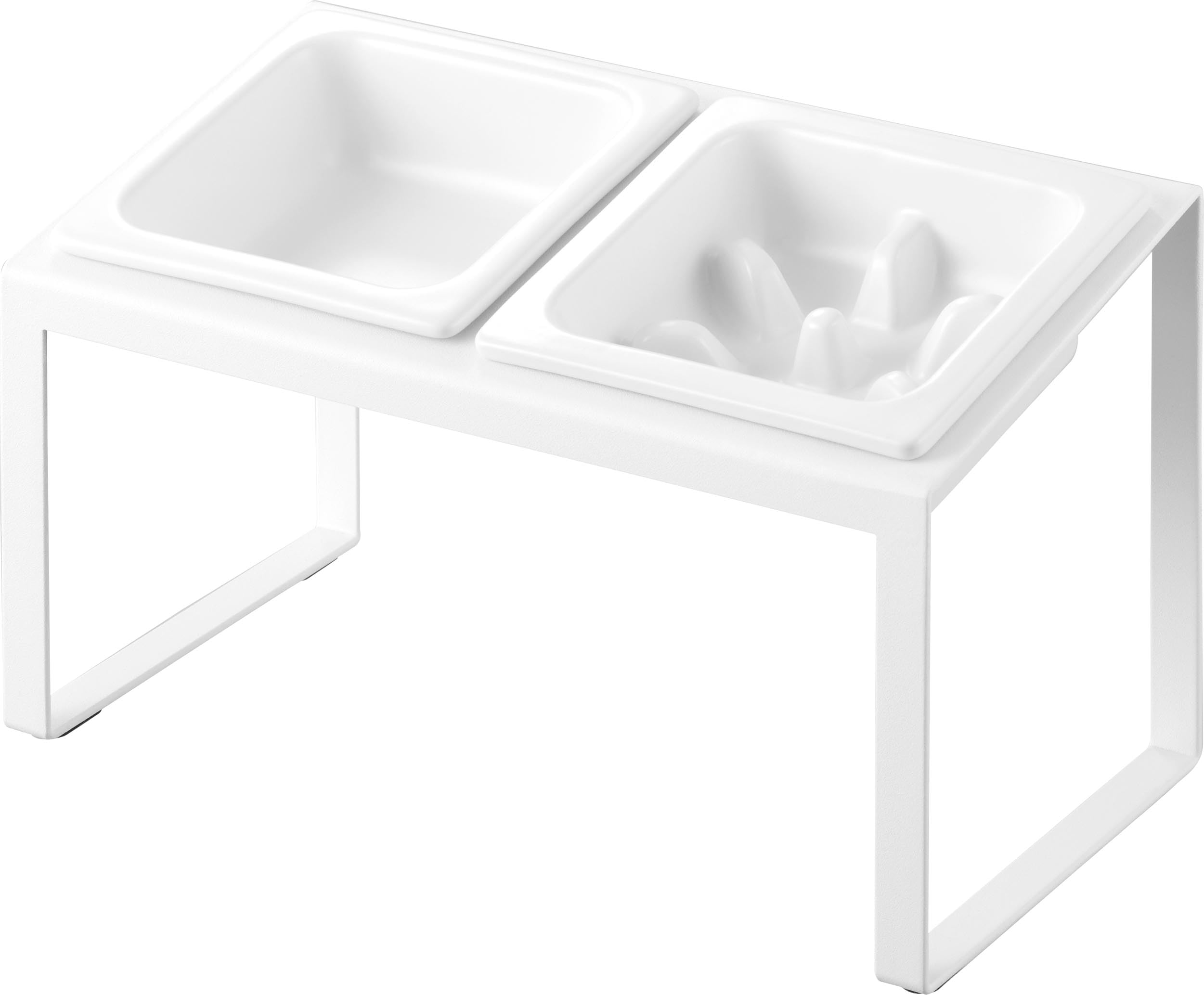 

Yamazaki Tower Pet Food Bowl with Stand, Angled, White, Prevents Eating Too Much, Dimensions: W29 x D15.5 x H17.6cm, Model 10241