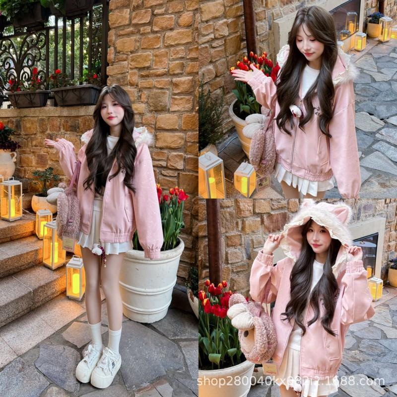 2026 Unisex Oversized Hooded Zip-Up Cotton Blend Sweater Jacket - Soft Sweet Korean Style Loose Fit
