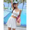 Korean-Style High Waist Two-Piece Swimsuit with Hollow-Out Skirt