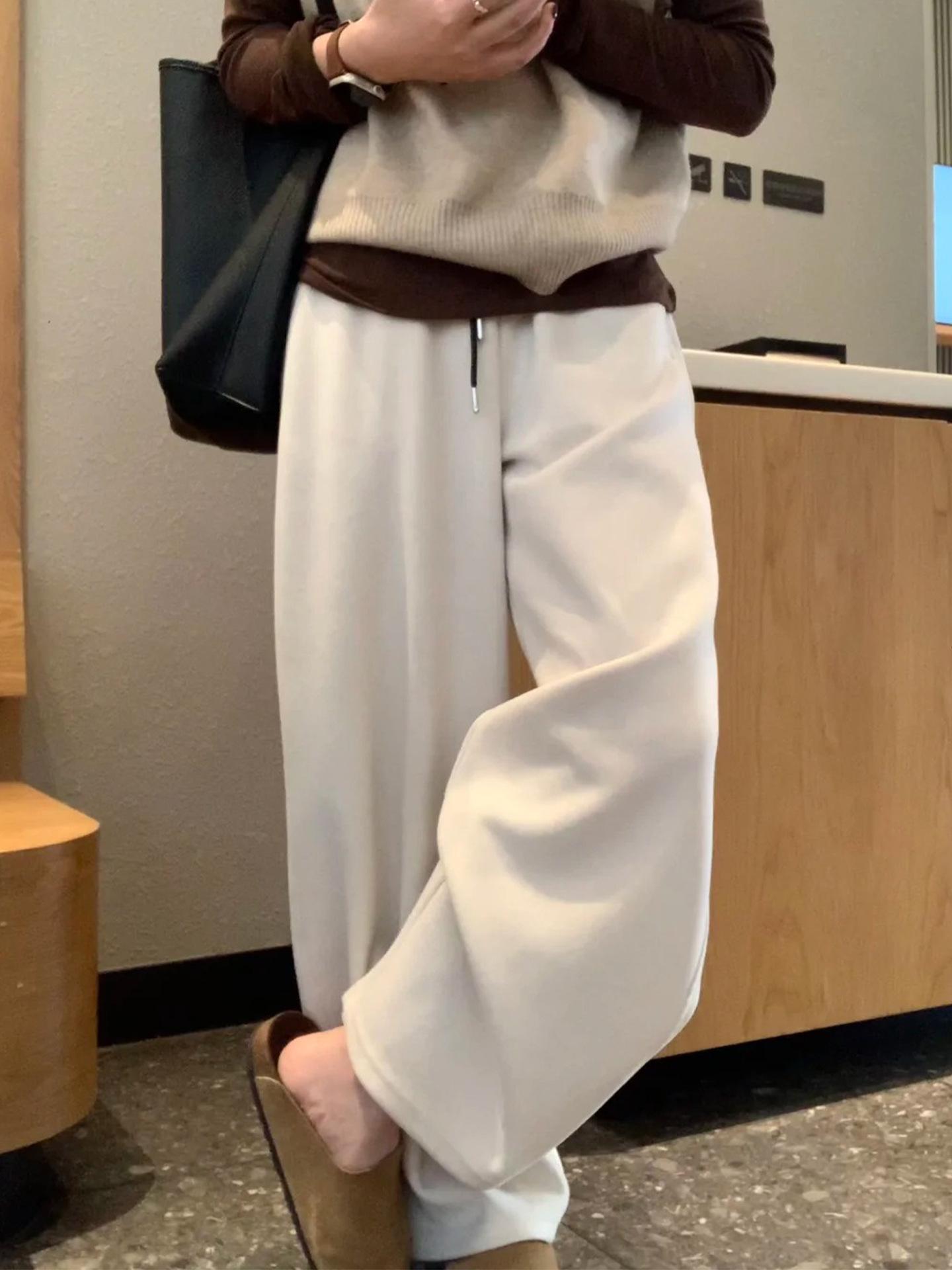 

Women s Thick Loose White Winter Sweatpants - Plus Size, Slimming, Drapey Soft Rice Pants for Chubby Girls L
