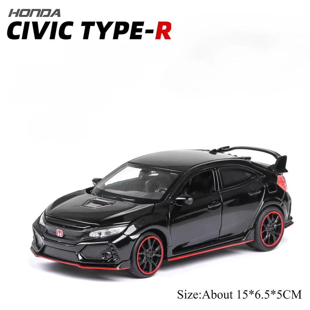 1:32 Honda Accord Models Civic Type-r Alloy Diecast Car Toys Sound Ligth Pull Back Doors Opened Vehices Children's Birthday Gift