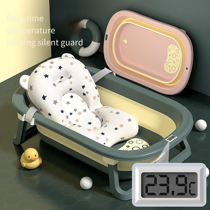 Baby Shower Basin Bathtub Baby Foldable Temperature Sensing Design Sitting and Lying Large Size Newborn Baby Shower Bucket