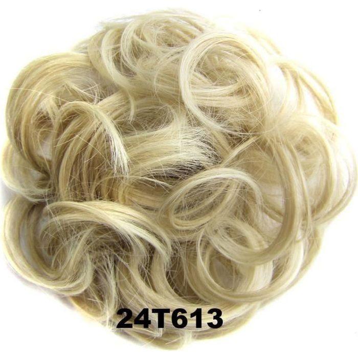 Chouchou Scrunchy Ondulé, Chignons Volumineux Extensions Cheveux Pour Chignon,Queue de Cheval Postiche Blond P08839