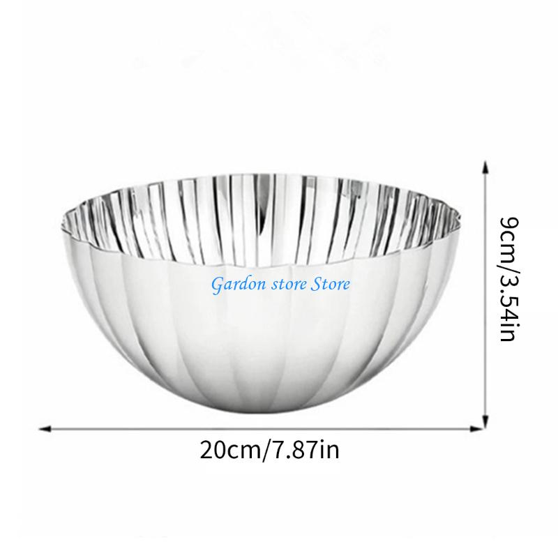 B0KB 304 Stainless Steel Glossy Shell Fruit Serving Bowl Dish For Dining Table
