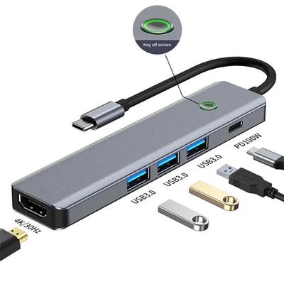 USB Type-C Docking Station with One-Button Screen Stop, High-Speed USB 3.0, HD TV Projection, Lightweight Aluminum Converter.