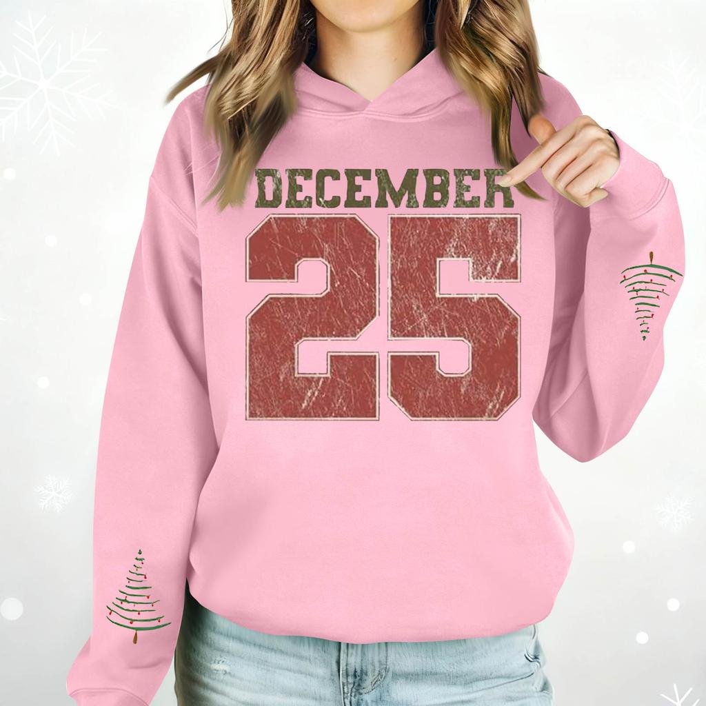 Damenmode Lässig Langarm Bedruckt Rundhals Kapuzenpullover Pullover Top