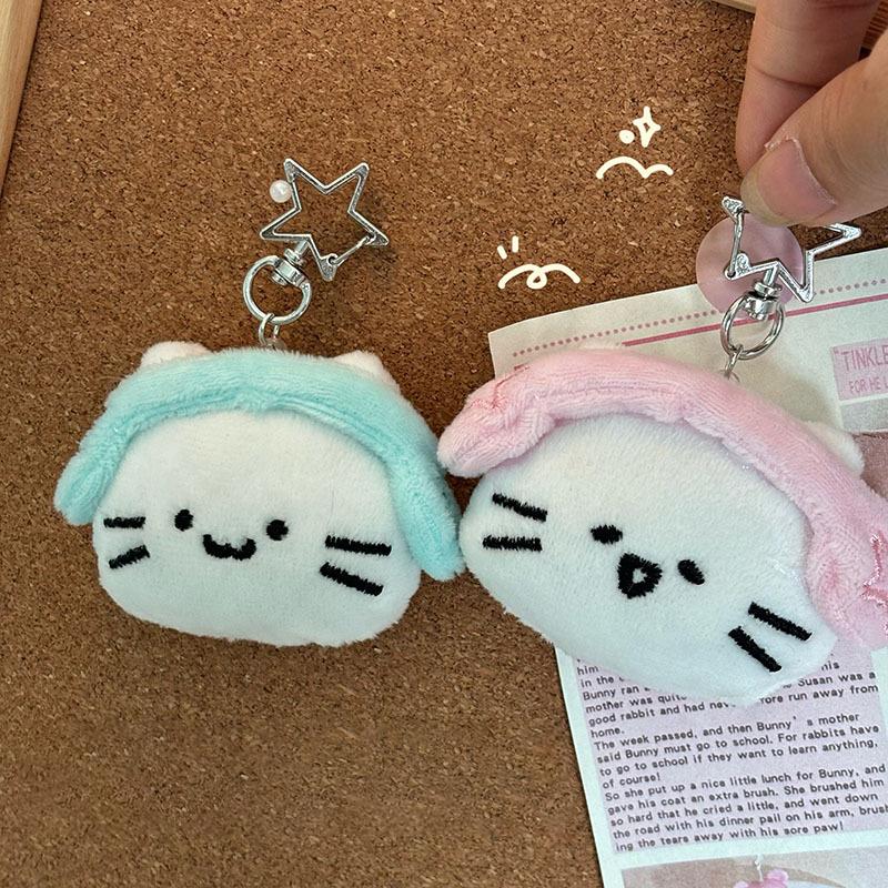 Cartoon Kopfhörer Katze Plüsch Schlüsselanhänger Niedliche Weiche Stofftiere Schlüsselring Rucksack Anhänger Dekoration Zubehör Paar Geburtstagsgeschenk