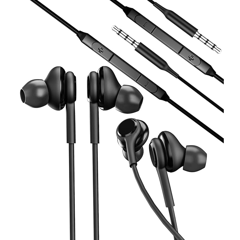 

online earphones 3.5mm wired Earphones (2 pack) Earphones with microphone noise canceling gaming earphones For smartphone earbud headphone for tv PC