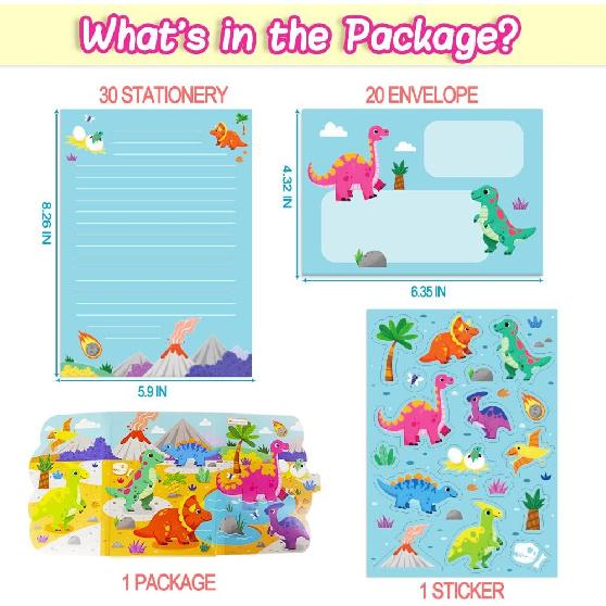 Cute Stationary kit Stationey Sets for girls and Boys, Stationery Paper With Lines Stationary Letter And Envelopes Set For Kids, 30 Writing Paper and