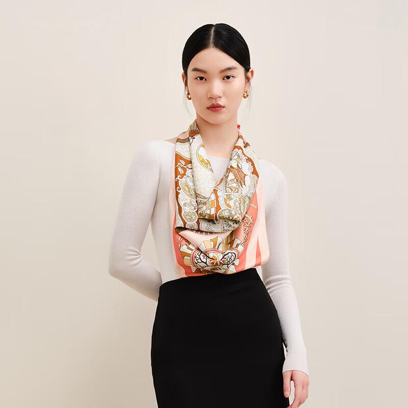 Wanshili 88cm Mulberry Silk Square Scarf