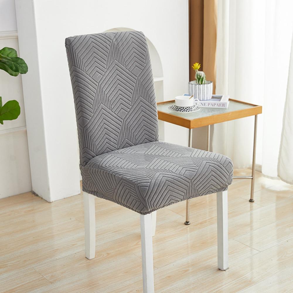 

Stretch Jacquard Velvet Chair Covers Solid Color Elastic Dining Office Seat Protector Simple Dustproof 1pc