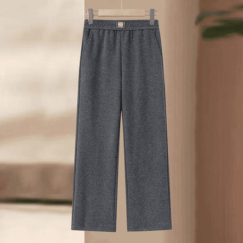 

Mom s Warm Velvet Trousers: Elastic Waist, Thick Straight Leg, Spring & Autumn Style for Middle-Aged and Elderly Women 3XL [120-135 lbs] сірий колір