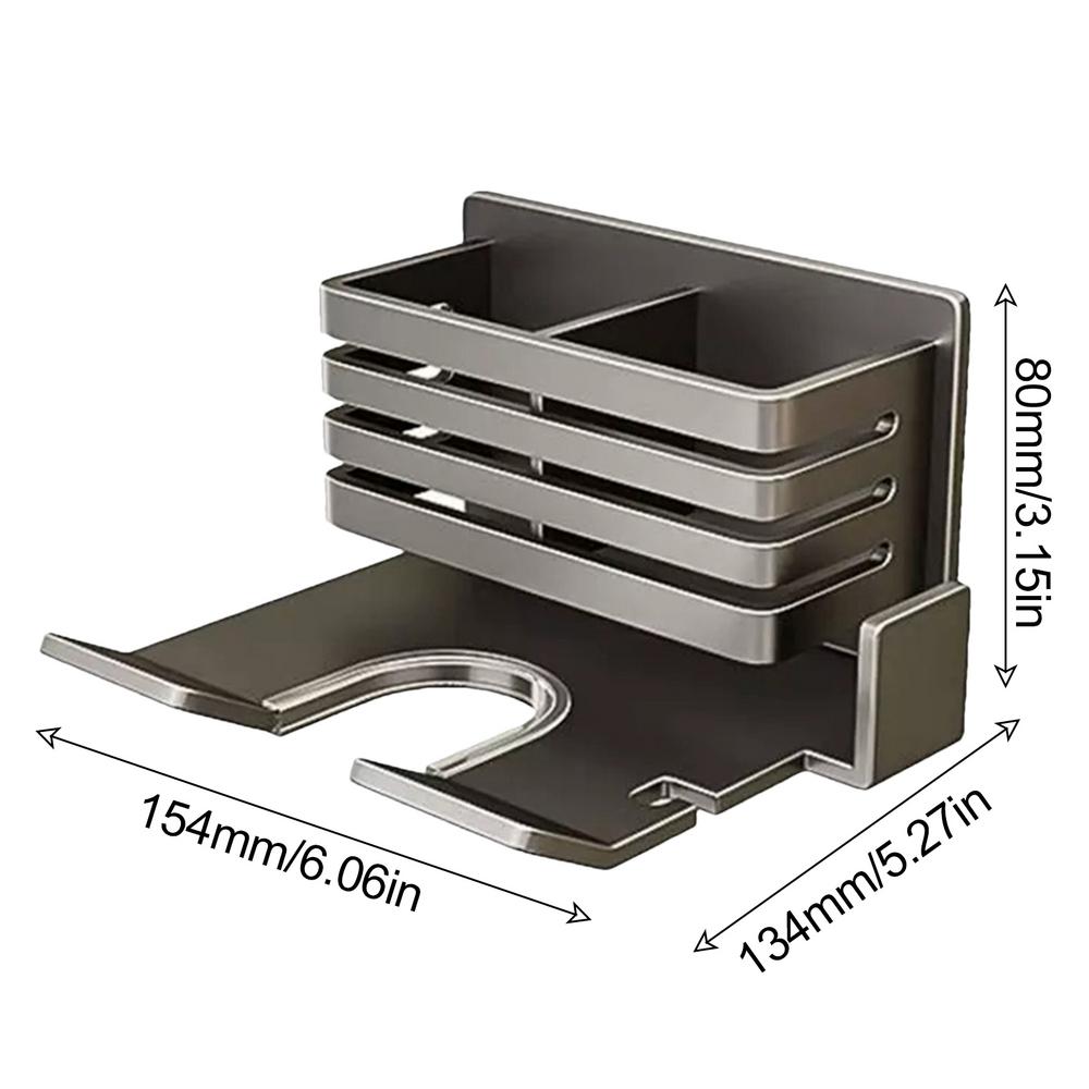 Hair Dryer Holder Wall Mounted Punch-Free Bathroom Hair Tool Organizer Hair Dryer Hanger Metal Bathroom Rack Organizer Bathroom