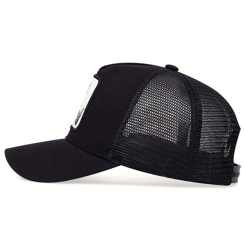 Cotton Unisex Skull Mesh Cap With Embroidery For Summer Outdoor Wear