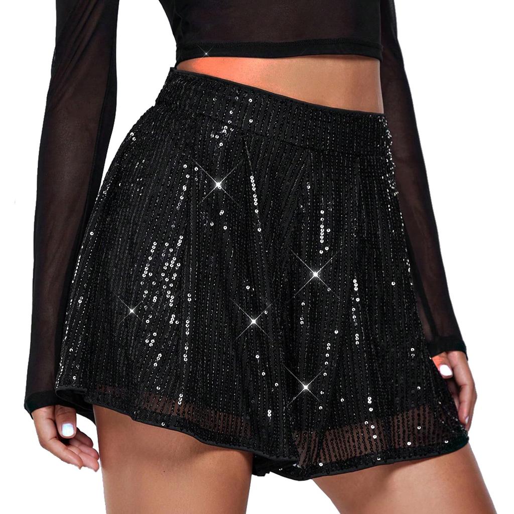 Women's Fashion Casual Solid-Colour Versatile American- Sequined Shorts