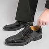 Men's Formal Gold Mirror Brogue Leather Shoes - Large Size, Lace-up Wedding Groom Attire