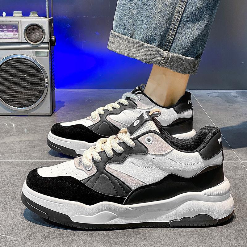 Fashion Skateboard Casual Sneaker Men's Autumn Sneakers Round Toe Fashion Leather Shoes Non-slip Shoes Soft and Comfortable