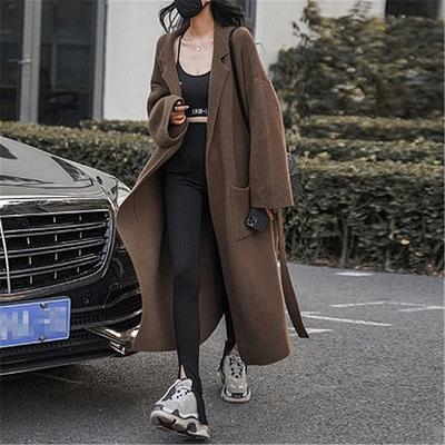 Cárdigan de punto suelto grande para mujer, suéter medio largo, primavera, otoño e invierno