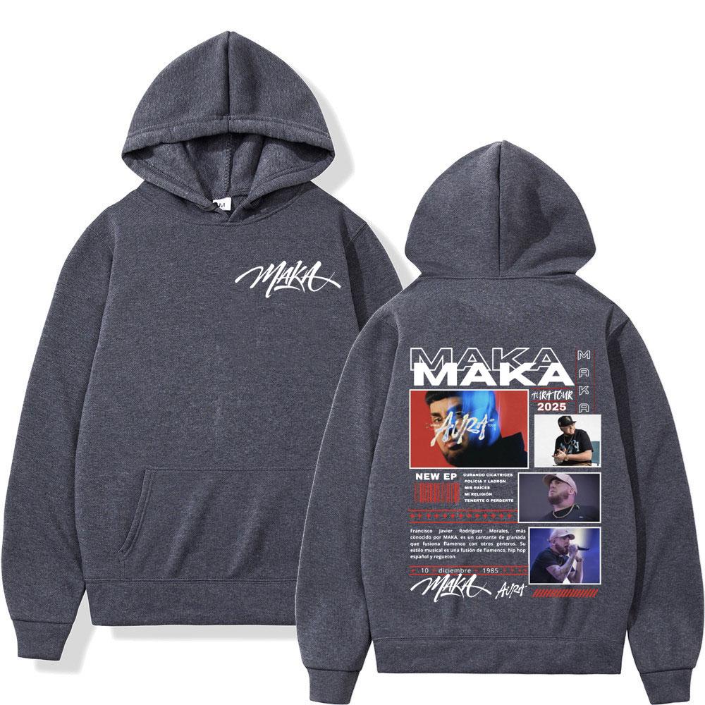 Rapper Maka Aura  Tour Merch Hoodies Men's Women Fashion Hip Hop Hooded Sweatshirts Fans Gift Oversized Pullovers Streetwear