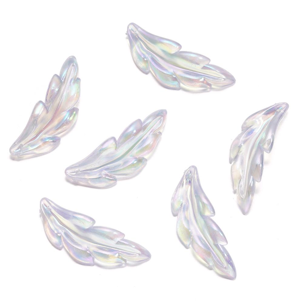 

10Pcs 14.5*40mm Multicolor Acrylic Feather Loose Charm Pendants for Handmade DIY Necklace Craft Jewelry Making Accessories