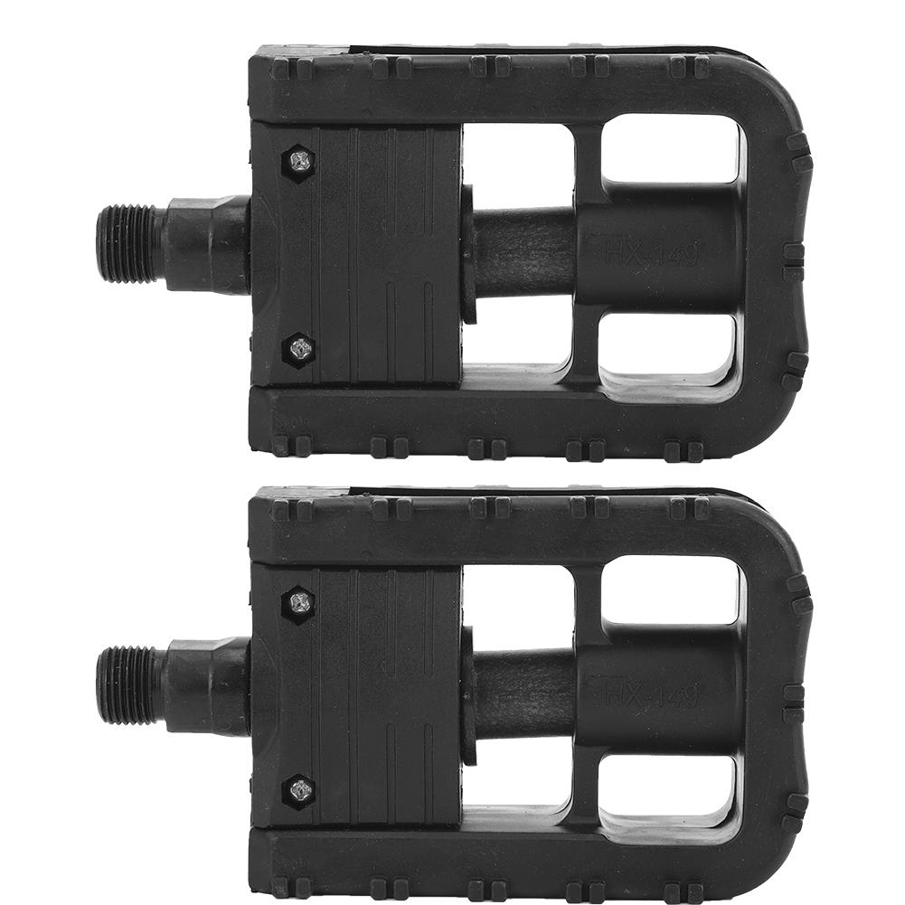 Vintage Folding Mountain Bike Pedals Nylon Non-Slip Bicycle Foot Rest Cycling Parts(Black )