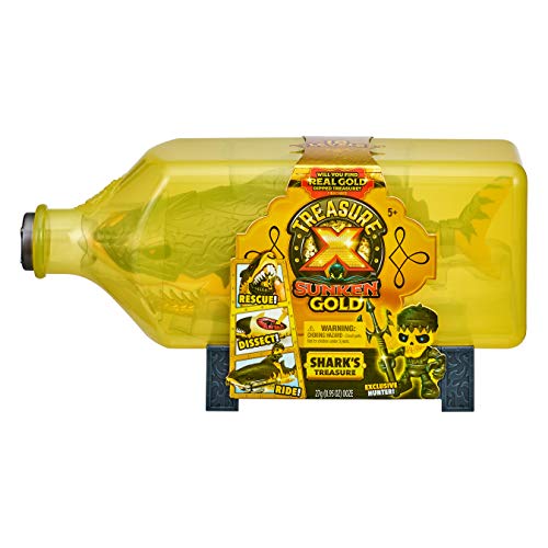 (Treasure X) Sunken Gold Shark s Treasure - Glow-in-the-Dark Version - Break the bottle to open it, rescue the treasure hunter, cut open the shark and